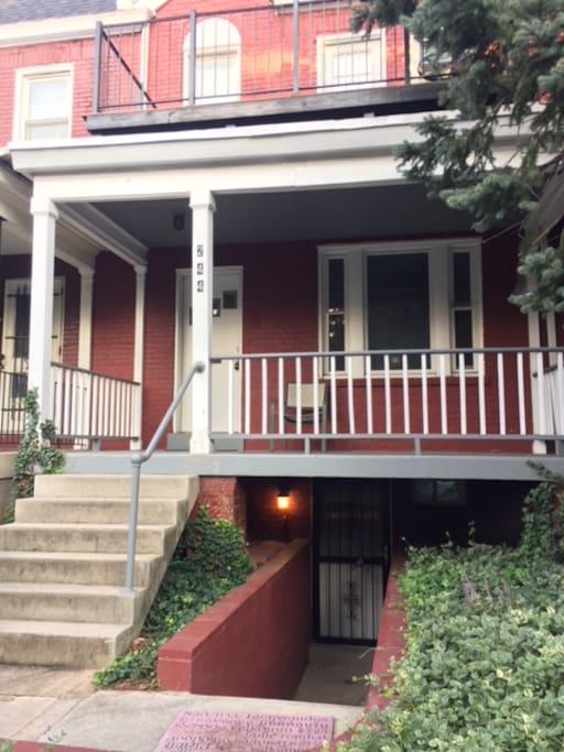 Stairwell to entry of house