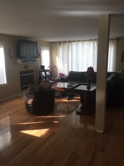 Living room with switch controlled gas fireplace