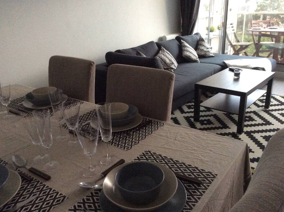 Le salon/salle à manger-The living room/dining room