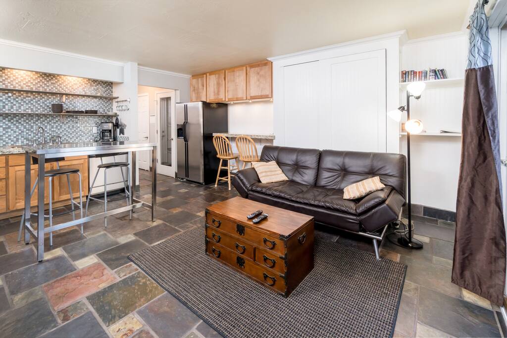 Open floor plan makes it easy for the whole group to gather.