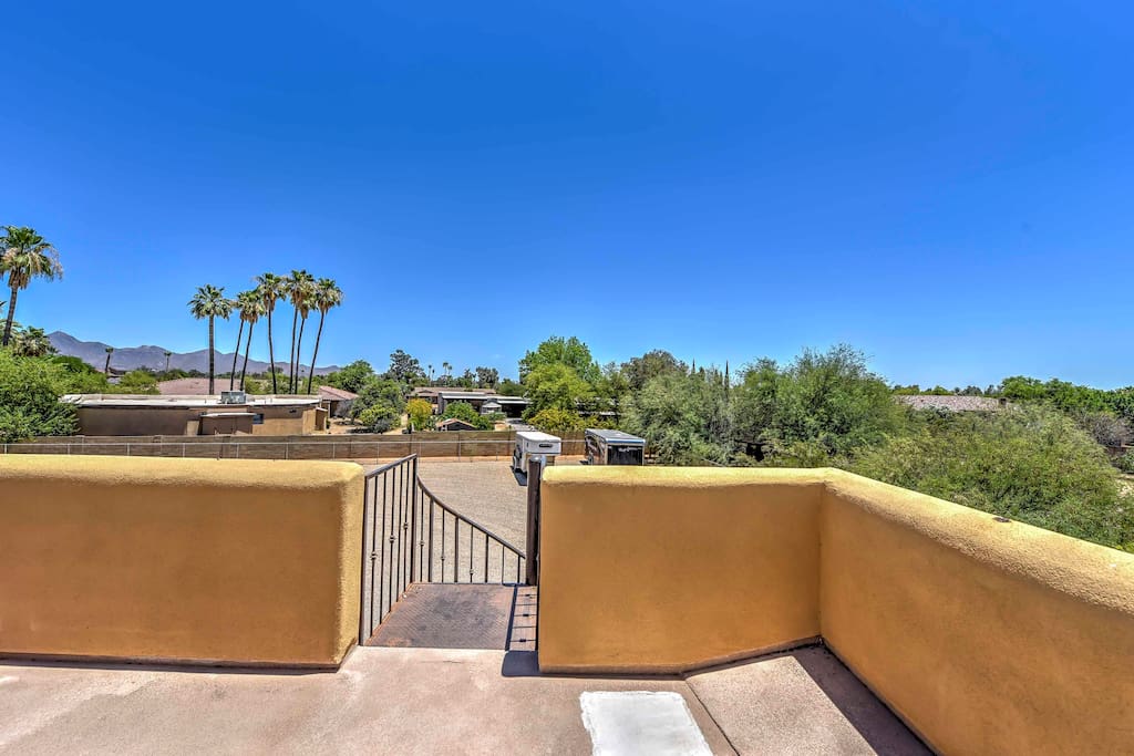 Head up to the rooftop patio to look out upon the landscape!
