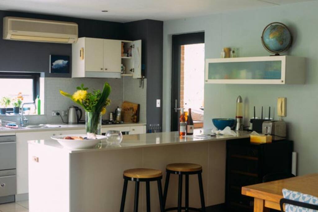 Kitchen with stools