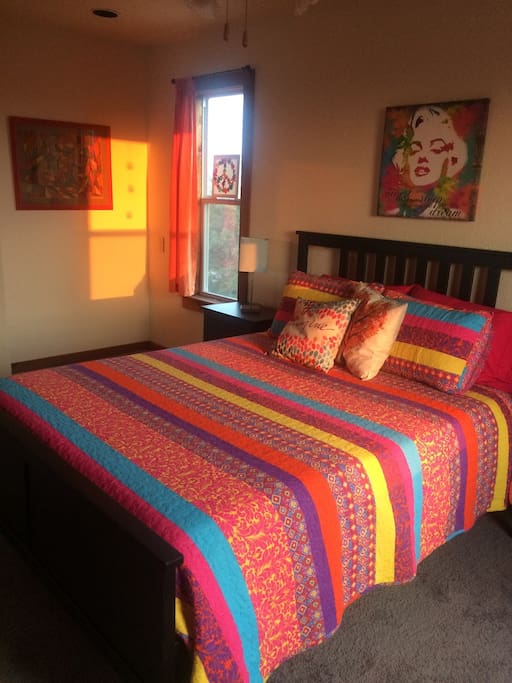 Fun colorful cozy bedroom