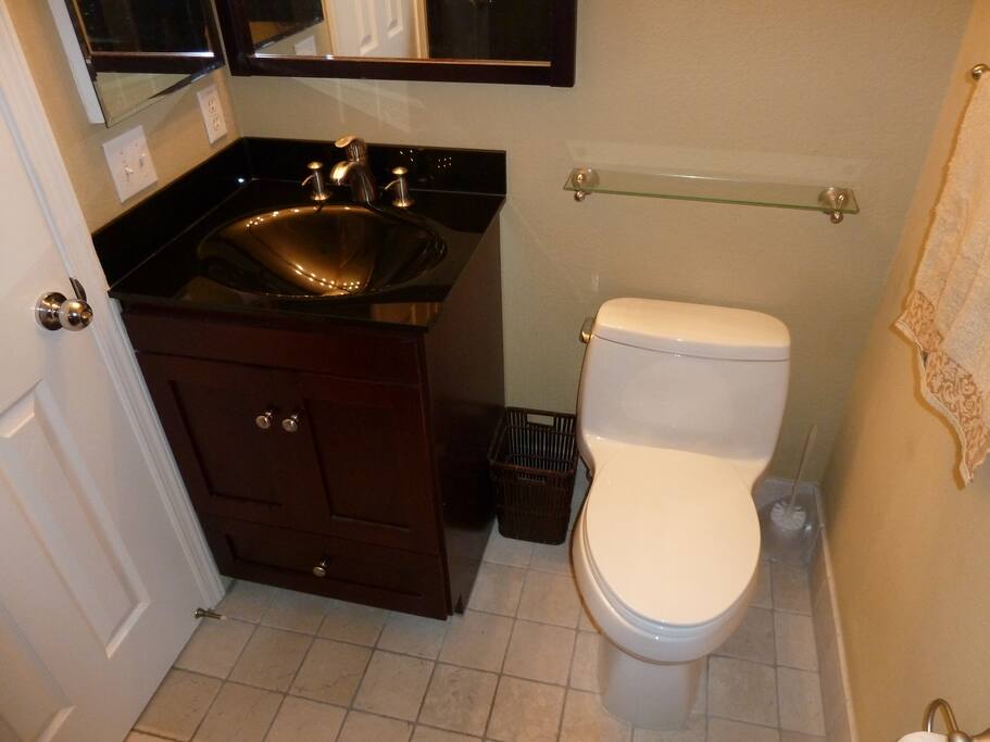 Private bathroom, taken from shower.