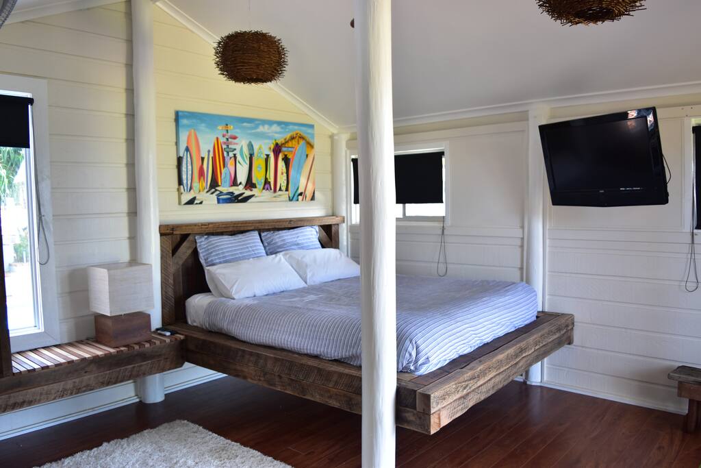 Bed with ocean view