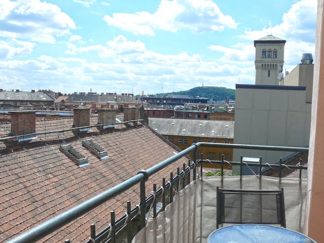 Blaha flat, balcony, Gellért  view