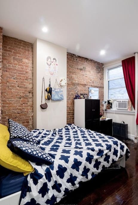This is the guest bedroom that is available. The AC unit is the same that is shown but the bed will be twin sized (full size shown).
