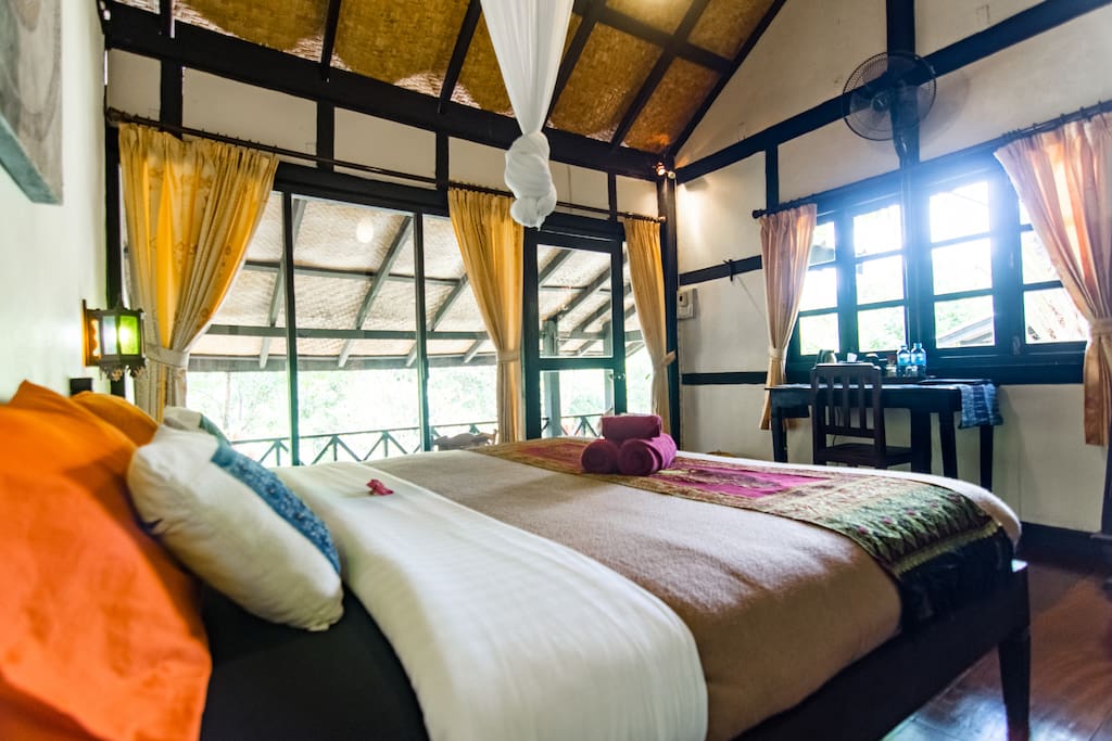 Double room with big glass front