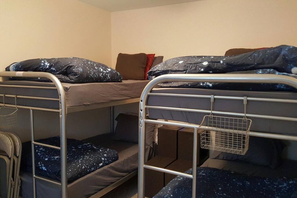 Bunk beds, sleeps four.