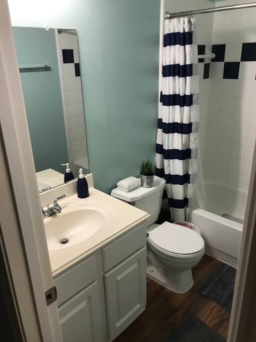 Shared bathroom with the other guest room (if booked). Accessible from the same hallway as the guest rooms.
