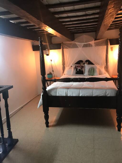 There is a small balcony in the room.