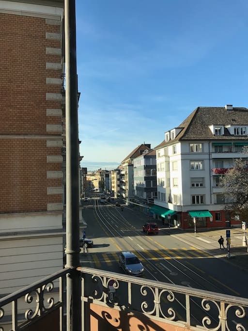 Balcony view with Bus & Tram stop in sight