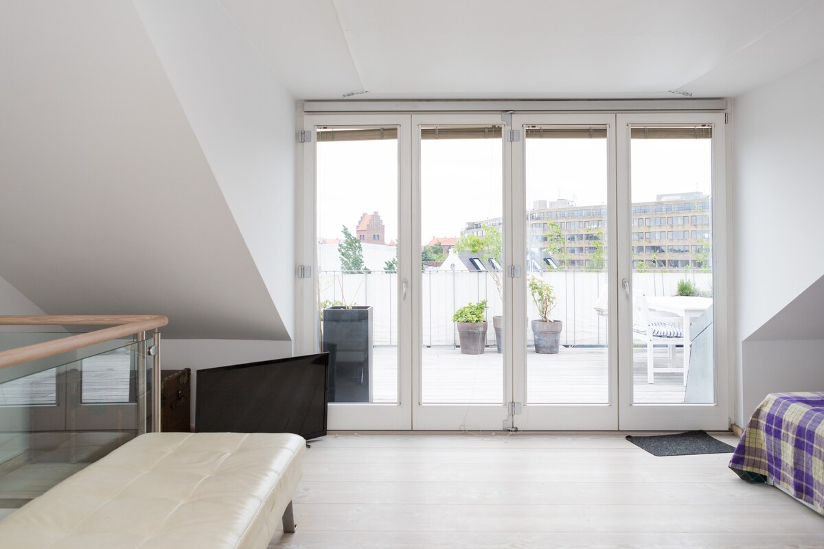 Otvoreni prostor s bračnim krevetom i dnevnim krevetom - s izlazom na terasu