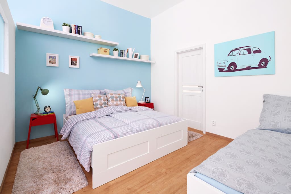 Blue bedroom with Fiat :)