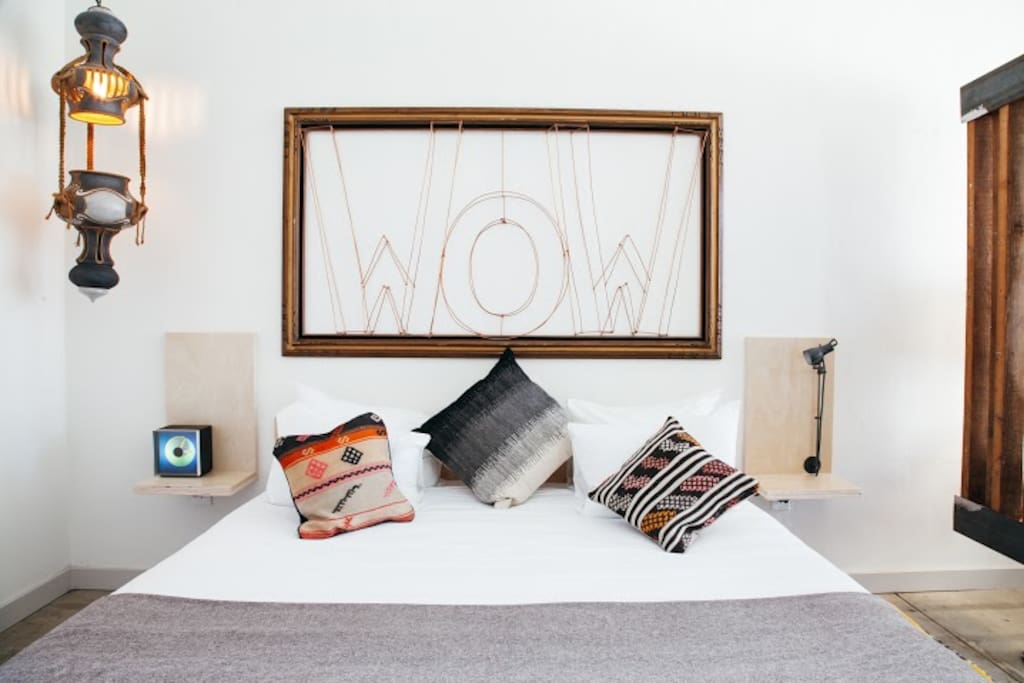 The bedroom is provided with a king-sized Casper mattress.