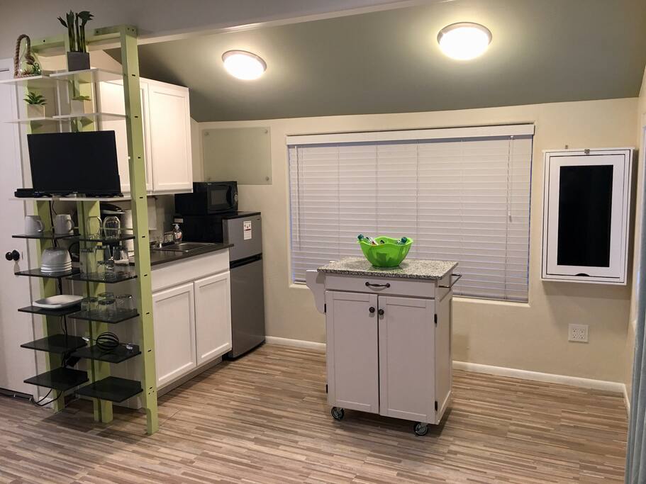 Microwave, dual plated hot plate, crock pot and grill available.