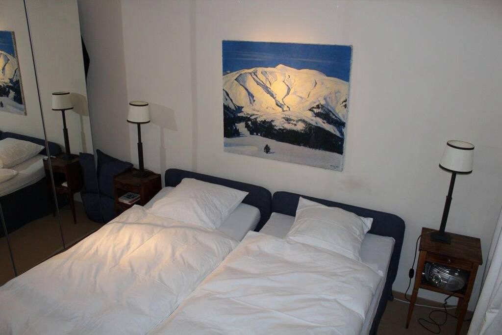 Master bedroom with two beds