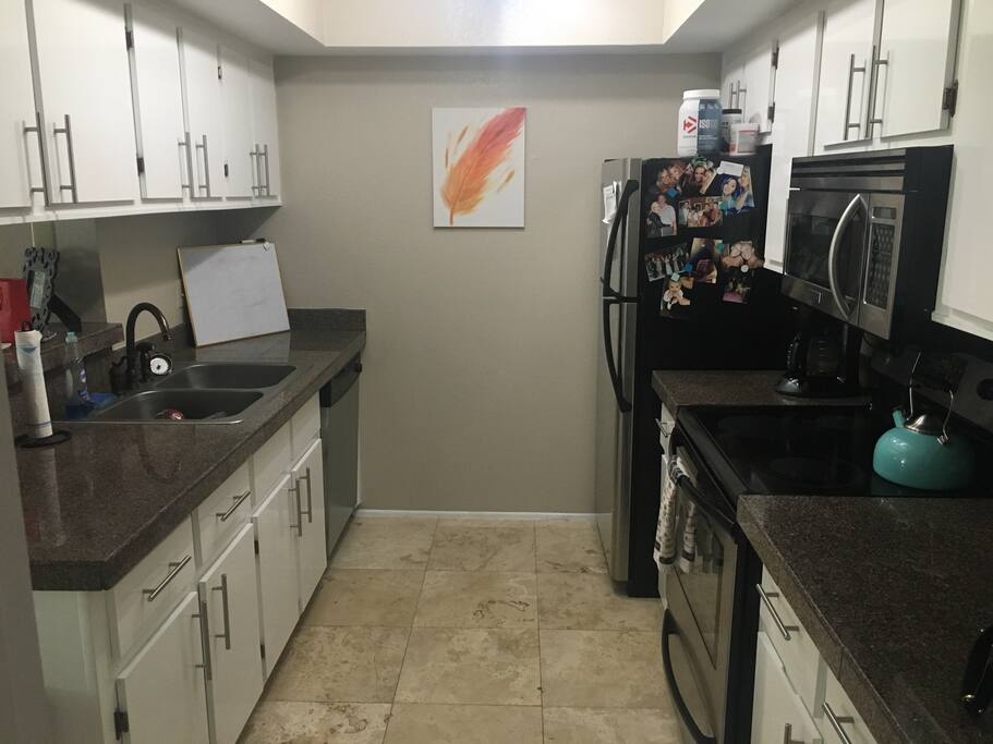 The kitchen has a lot of space! Feel free to use any of the appliances in here!