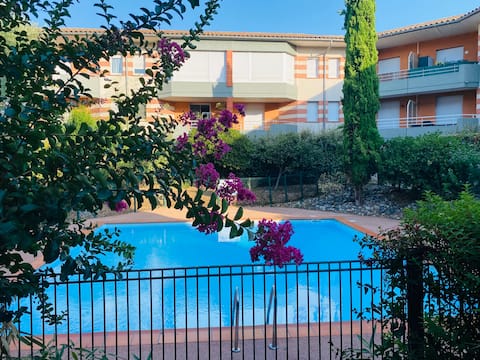Apt: Aeronautical town of Blagnac + swimming pool