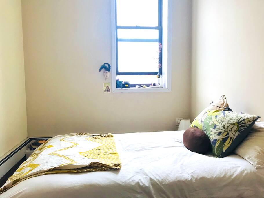 the bedroom, simple oasis from the city