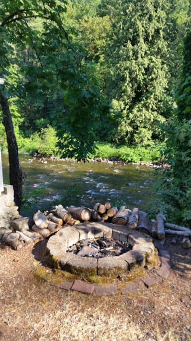 Firepit overlooking river