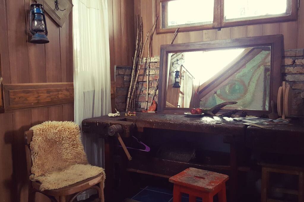 the rustic kitchen space