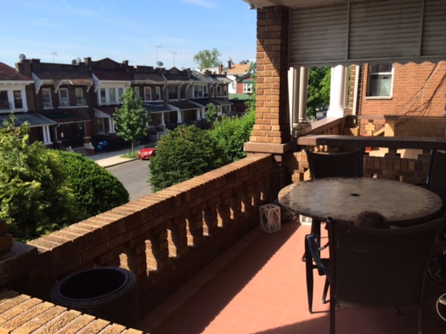 The porch is for our quest use, nice place to enjoy breakfast etc.