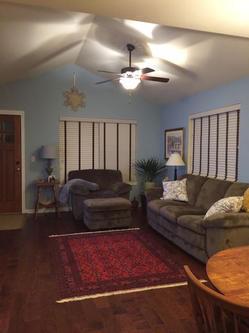 Living room with hard wood floors