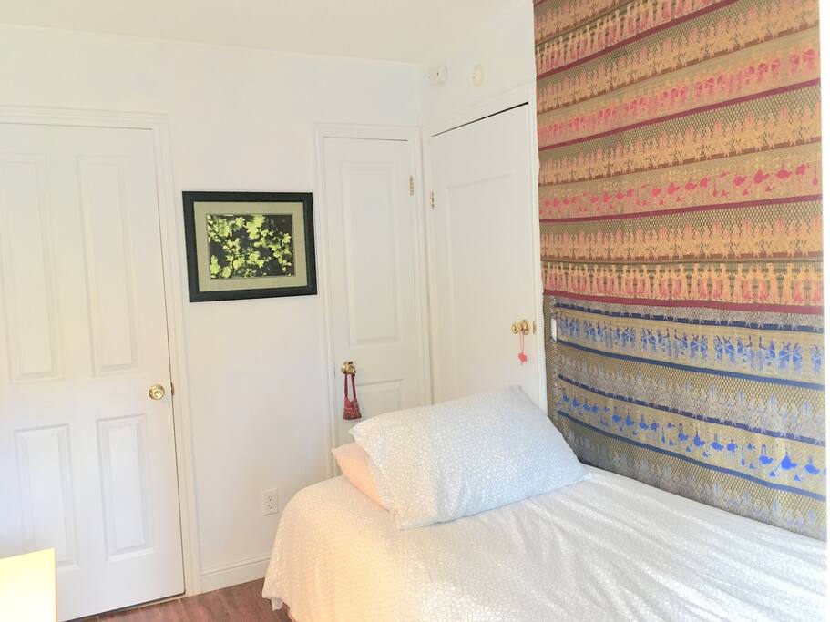 Bedroom is 8 x 10 ft. Private full bathroom attached. Non smoking room. Crisp and clean linens.