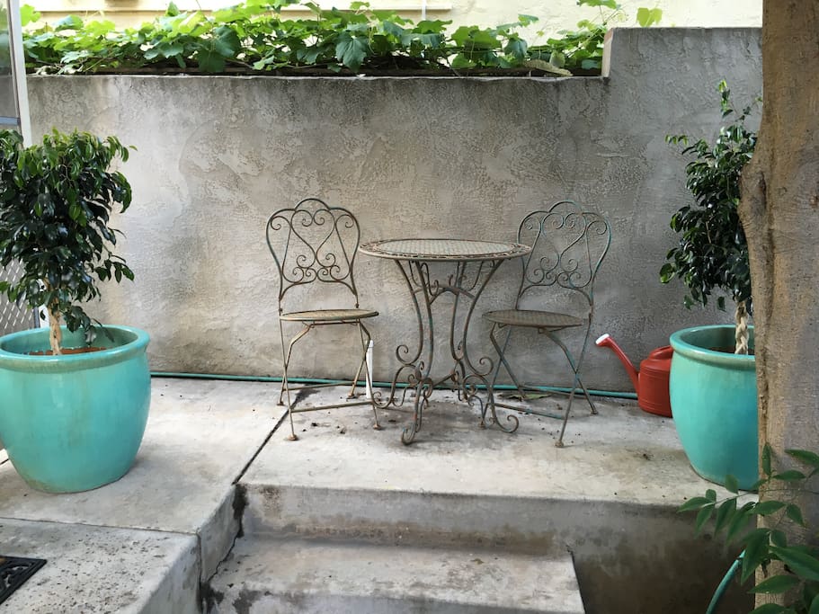 Cute sitting area right outside your door