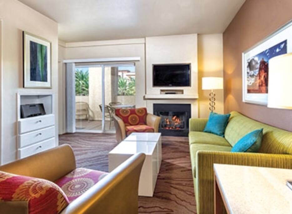 Enjoy a movie by the fire.