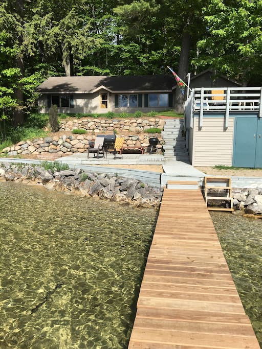 Boat house deck, fire pit deck and beach areas