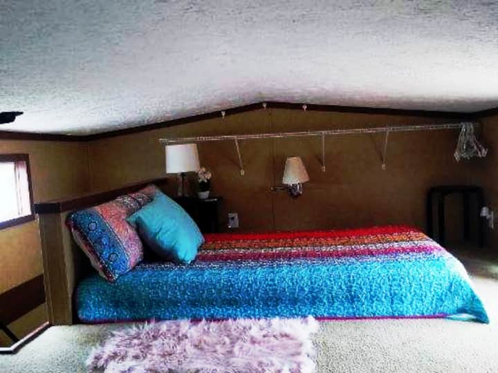 Double bed in loft 