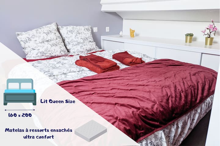ความสะดวกสบายเสมอด้วยเตียงควีนไซส์ขนาดใหญ่ 160 x 200