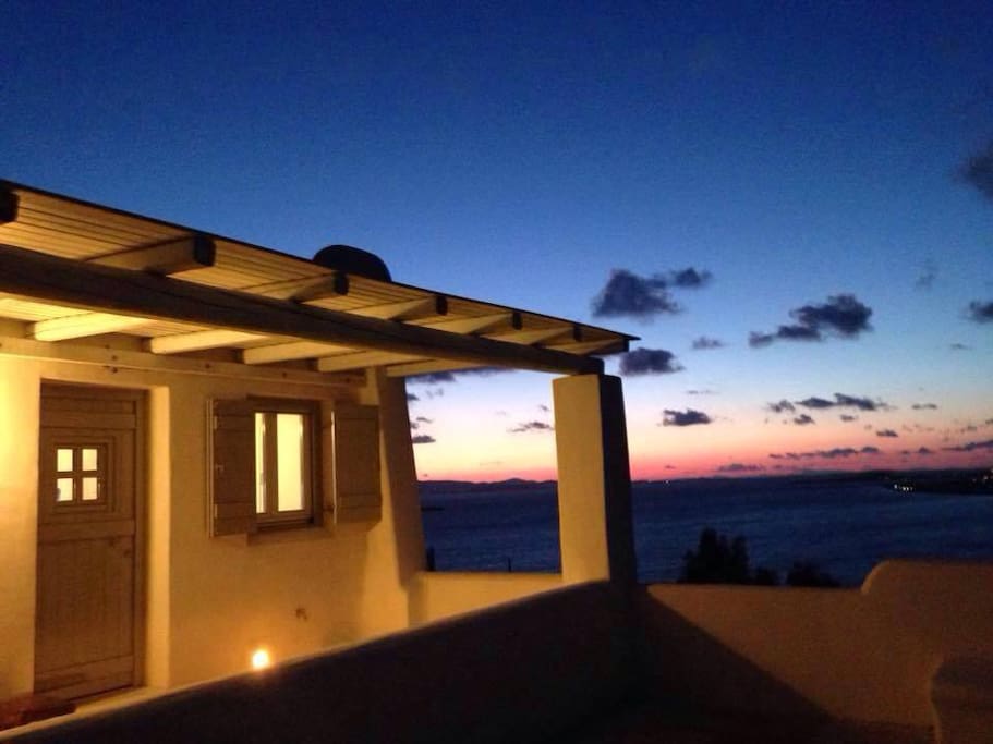 Terrace/veranda sunset sea view