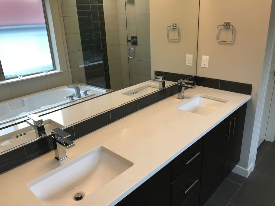 Master bath with double vanity.