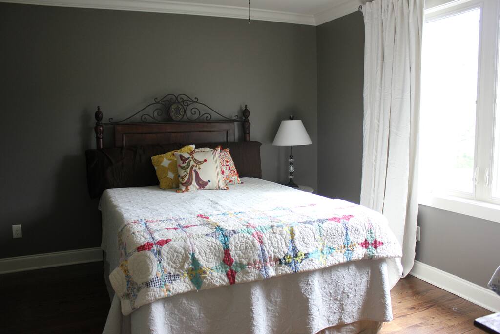 Nice Queen size memory foam mattress with blackout curtains