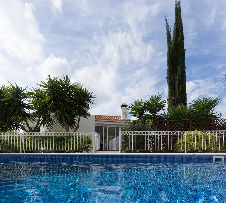 From the living area across to our pool and sun lounge