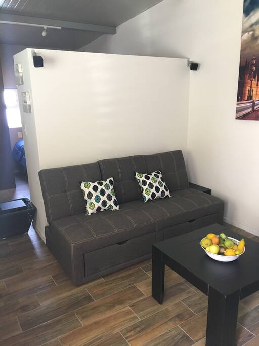 Sofa-bed for extra guest.