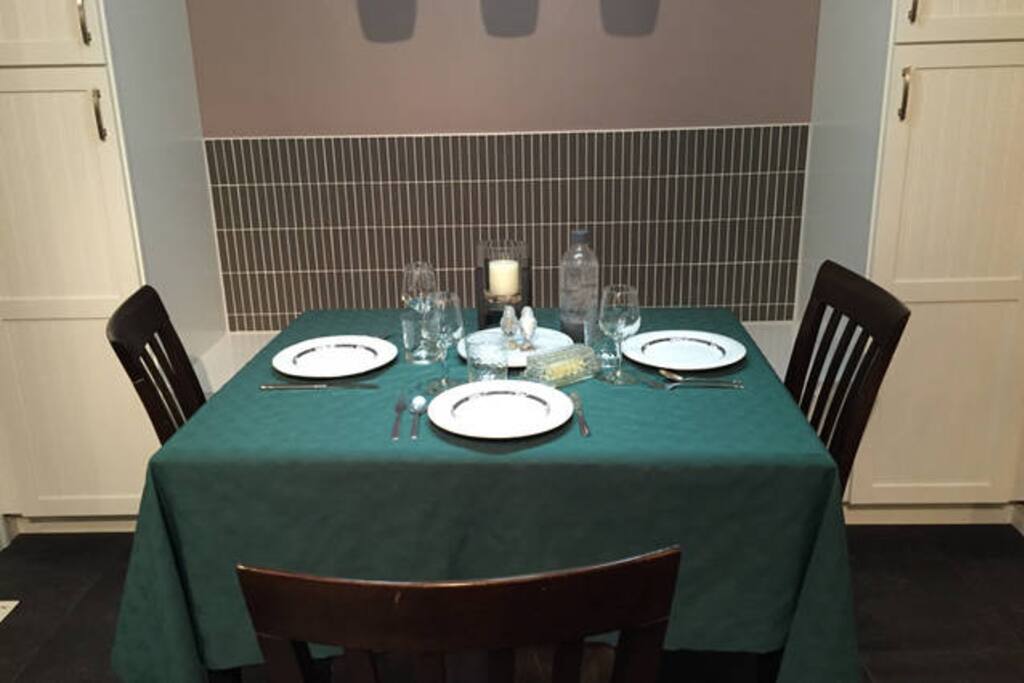 shared dining room table in kitchen