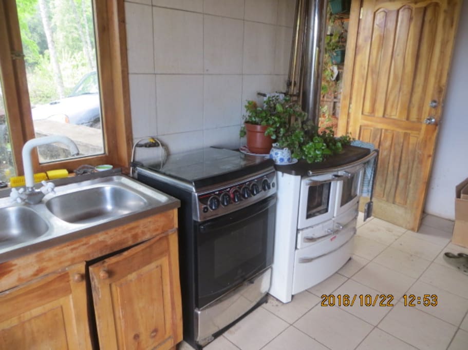 wood stove, gas stove