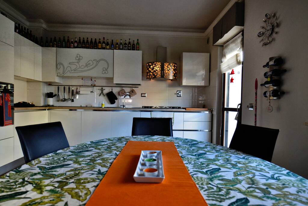 Table and kitchen
