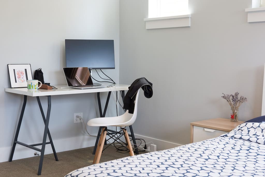 Desk with monitor for work and play.