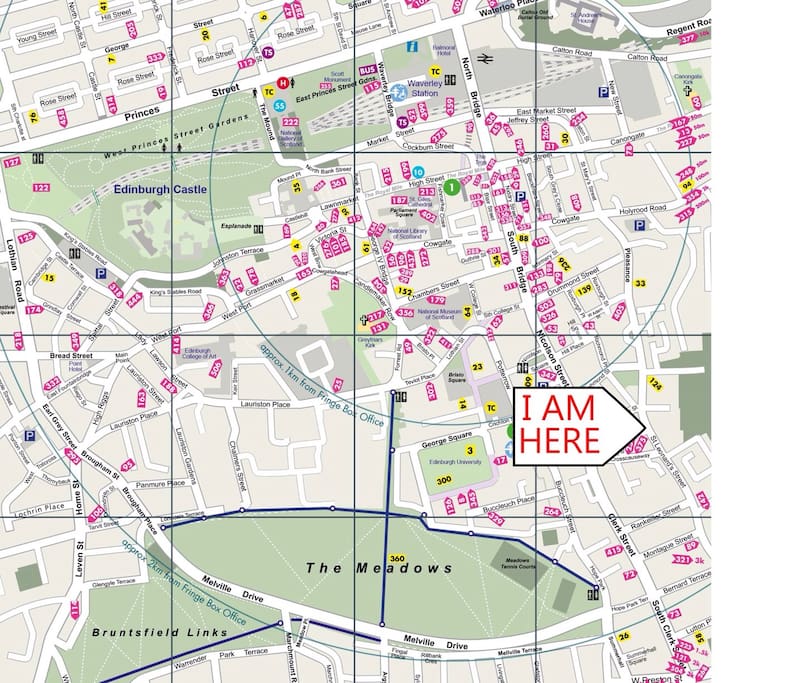 Excellent location for visitors coming to Edinburgh City Centre for this years Famous Fringe Festival 2017! Here is Fringe Festival Map 2017 with my location highlighted.