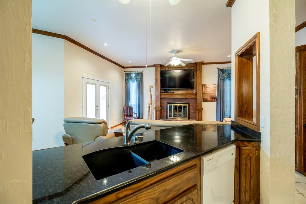 Kitchen overlooking 2nd dining area