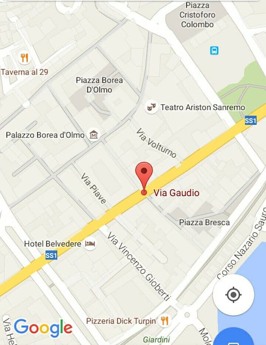 Come potete vedere,l'appartamento é in pieno centro, vicinissimo al teatro ARISTON e alle vie principali dello shopping