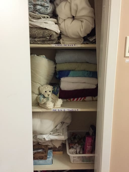 Extra linens ... Towels ... Bath stuff if you forget shampoo or soap...
