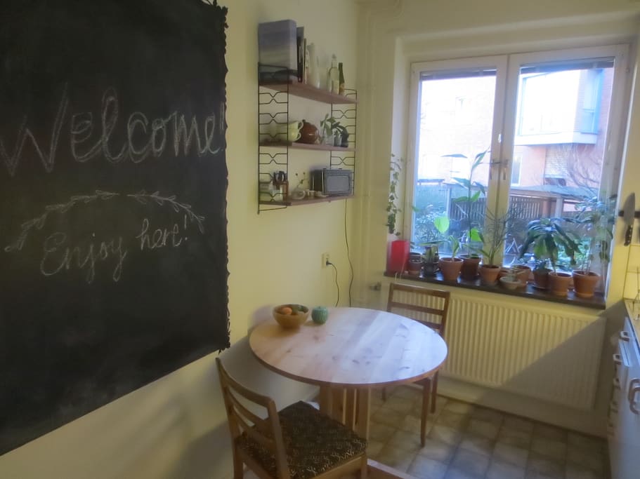 The kitchen with it's blackboard which you are free to go crazy with.