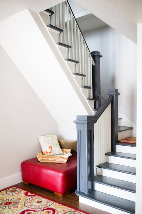 Stairs are original and a bit steep.