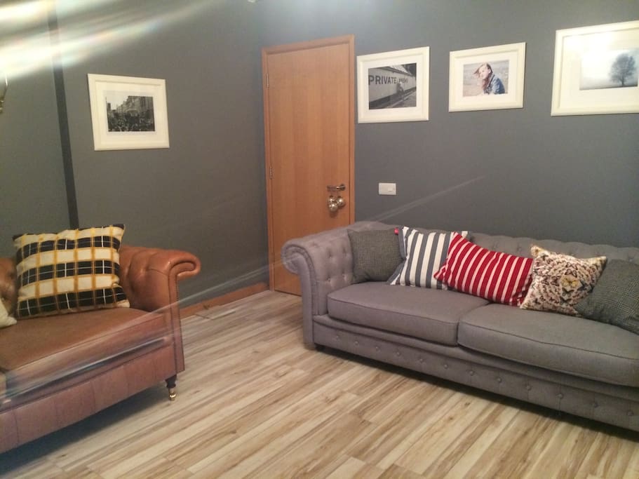 Sitting room. Under floor heating. Smart TV. Movie & Sport Channels all free. Balcony space and decking area off living room.